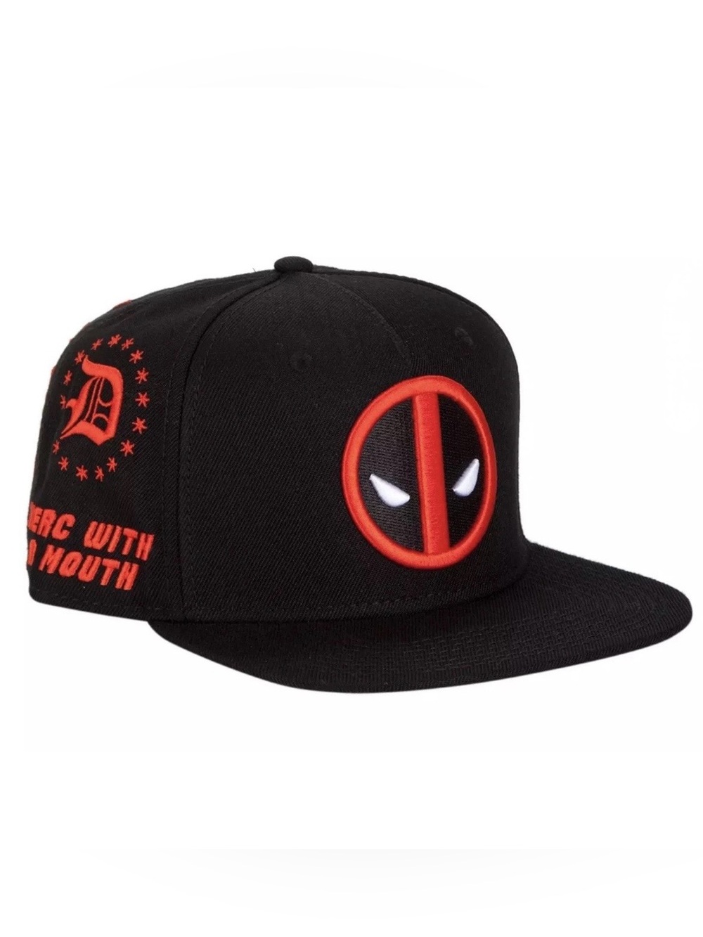 Marvel Deadpool Face Logo Snapback Hat All Over Embroidered